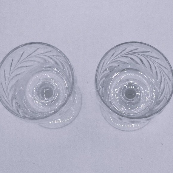 Vintage Cut Crystal Wine Glasses With Geometric Stems - Set Of 2 - Picture 4 of 4